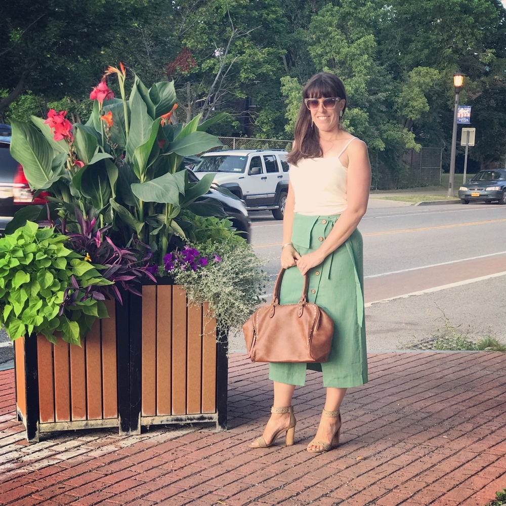 Green Midi Wrap Skirt